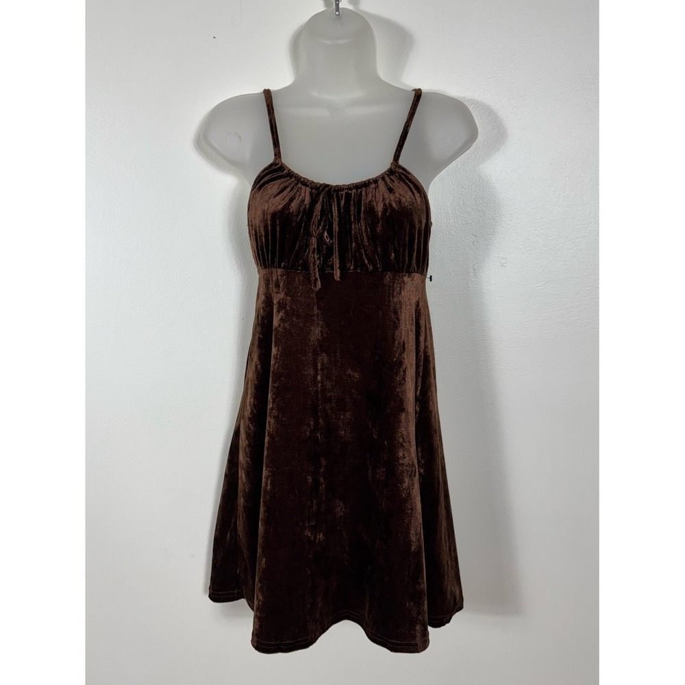 Y2K Crushed Velvet Babydoll Mini Dress Medium Whimsigoth Fairy Grunge Ren Faire